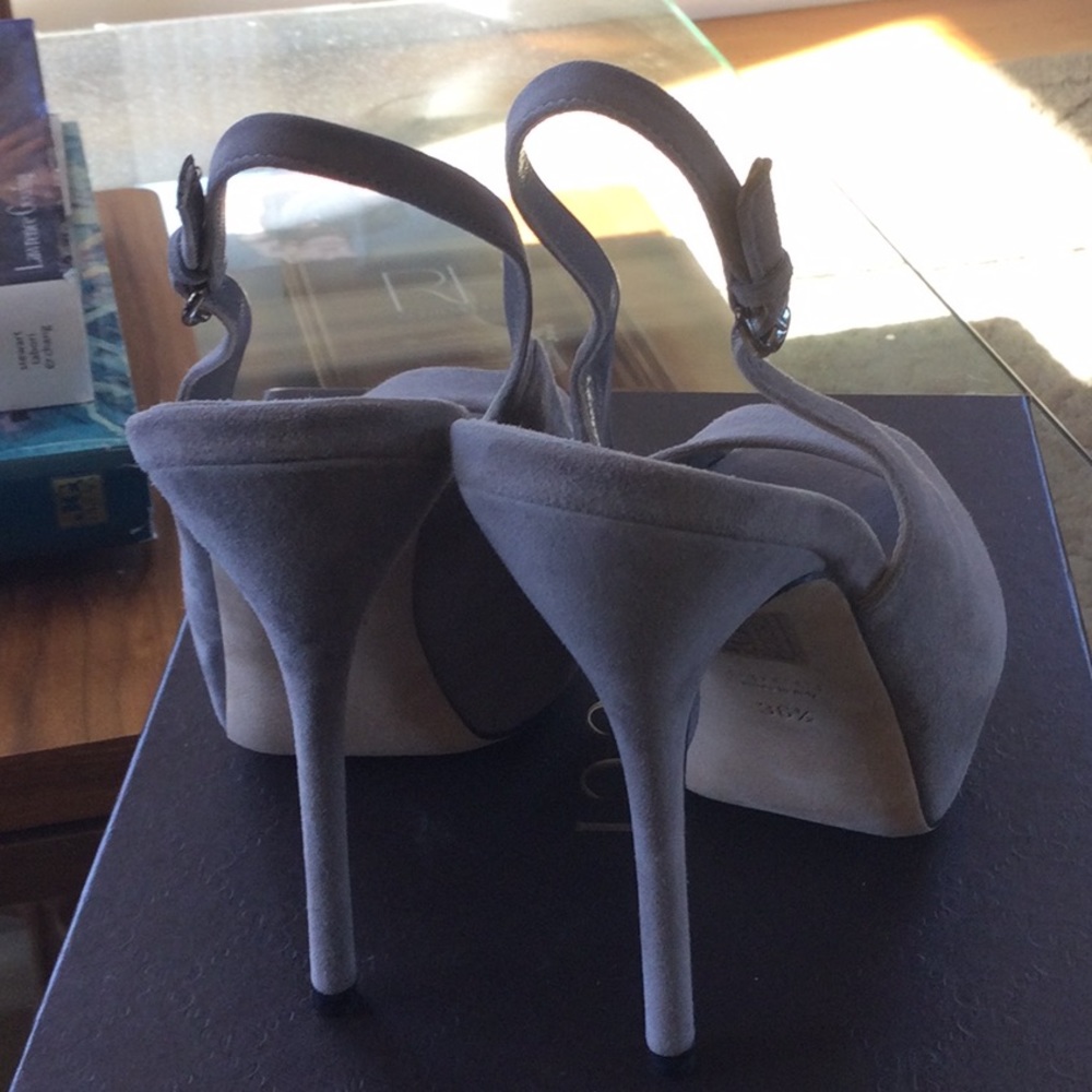 GUCCI Grey Suede Slingback Platform Pumps - Picture 4 of 11